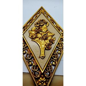 Dart Ind 4271 Diamond Shape Wall Hanging Art Retro Mid Century Gold Plaque USA